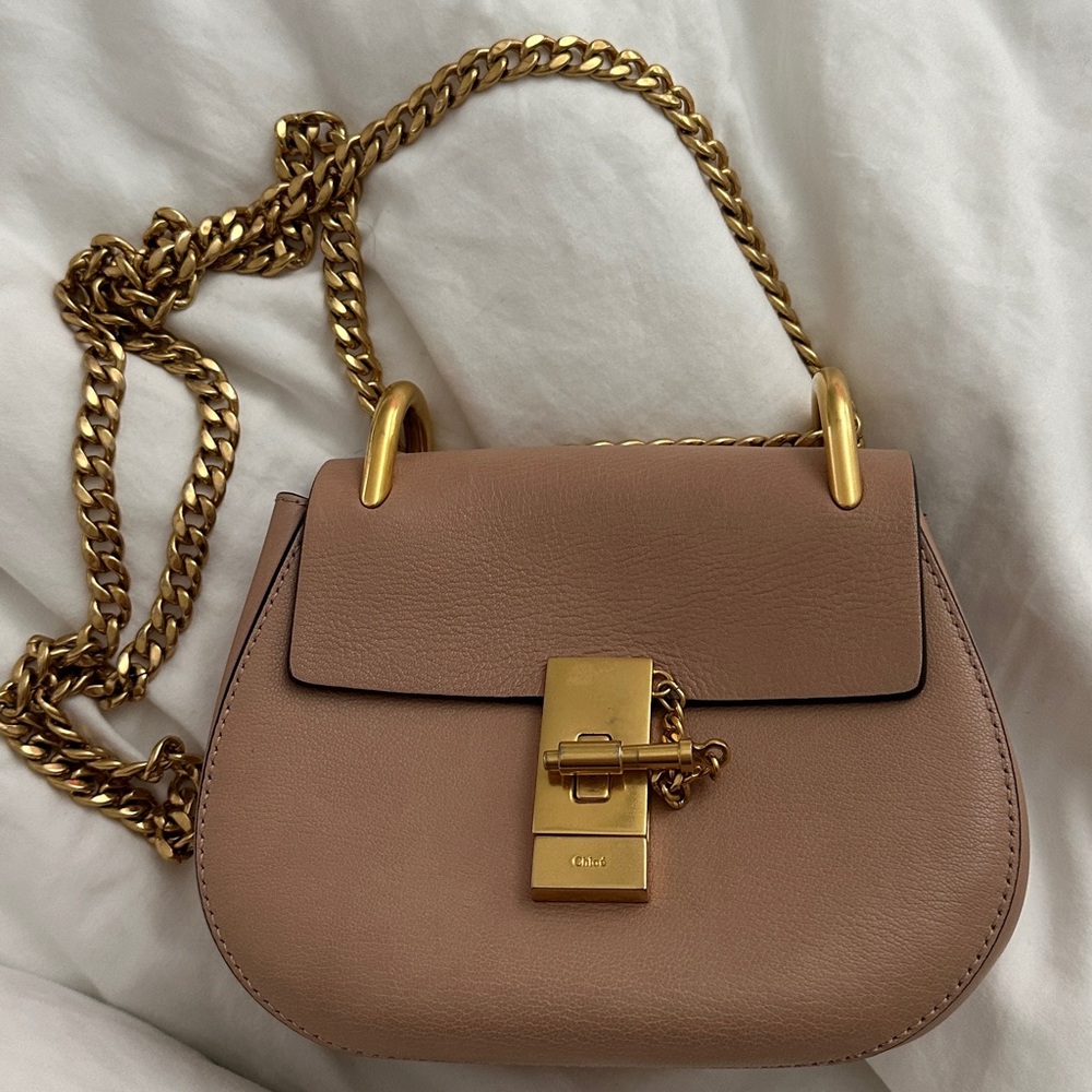 Chloe Drew Small Crossbody - nude and gold hardware